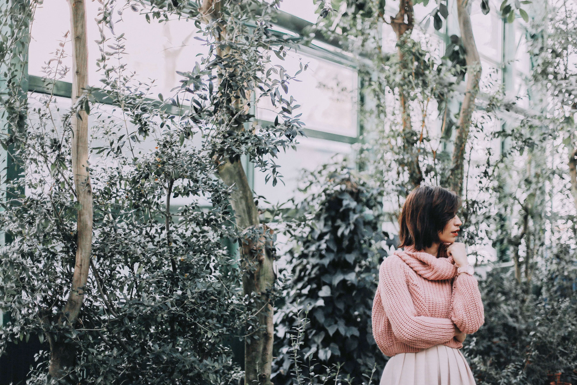 Lady in green garden